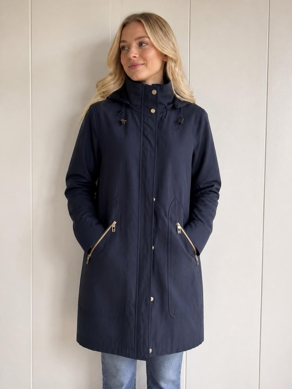 Ivanka Trump Navy Coat with Hood